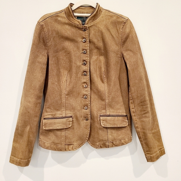 Ralph Lauren Jackets & Blazers - LRL Ralph Lauren Tan Button Down Military Style Sheep Leather Trim Jacket